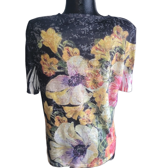 Vintage Valenti Floral Print Short Sleeve Top Sz.X - Picture 6 of 7